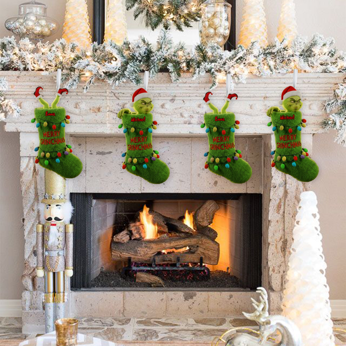 Merry Grinchmas - Personalized Stole Christmas Shaped Christmas Stocking