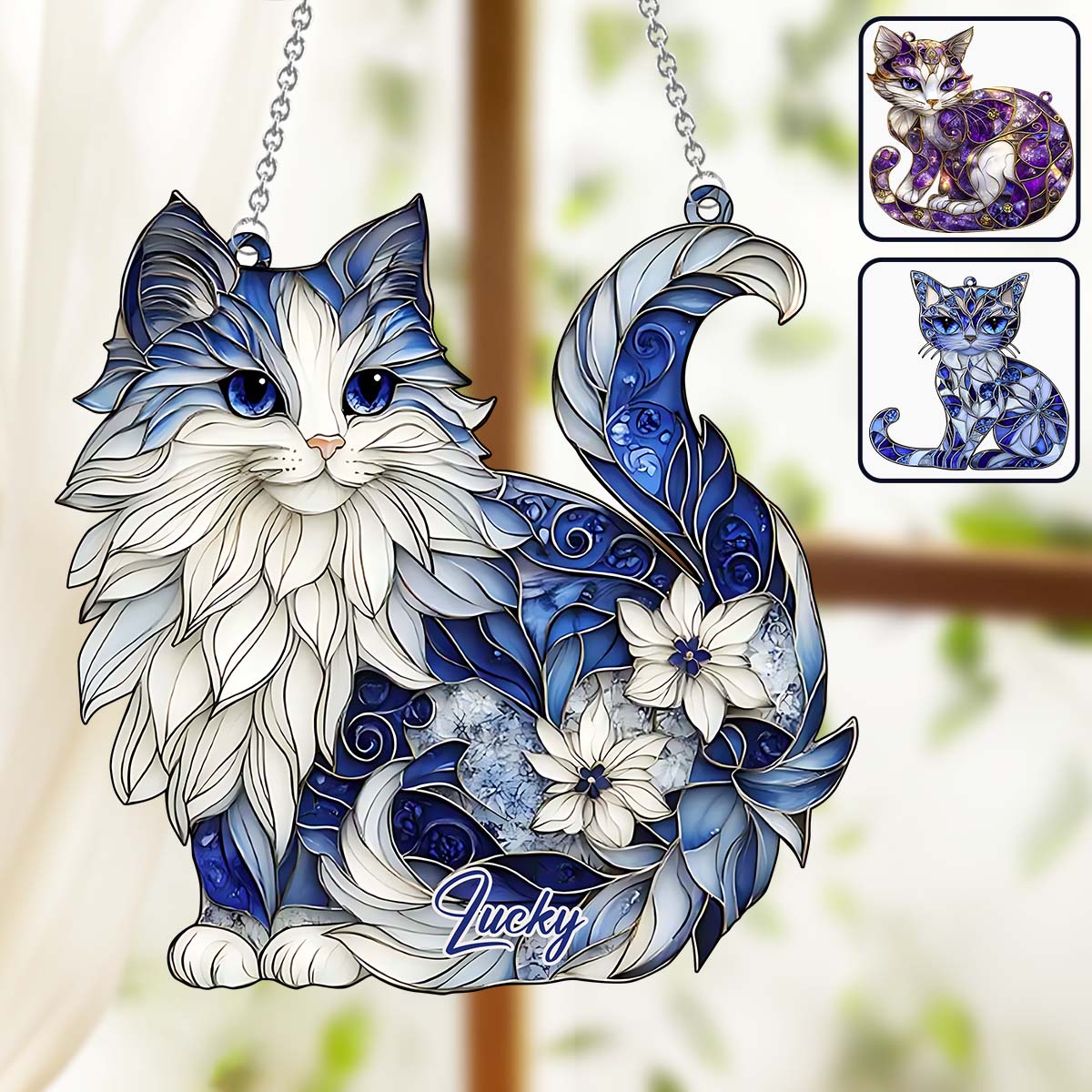 Chat mignon - Ornement attrape-soleil personnalisé à suspendre à la fenêtre 
