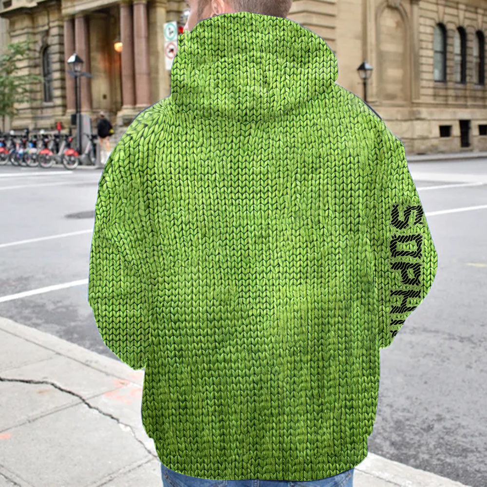 Merry Grinchmas - Personalized Stole Christmas Waffle Hoodie