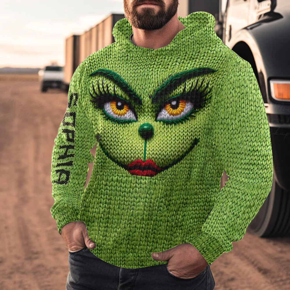 Merry Grinchmas - Personalized Stole Christmas Waffle Hoodie