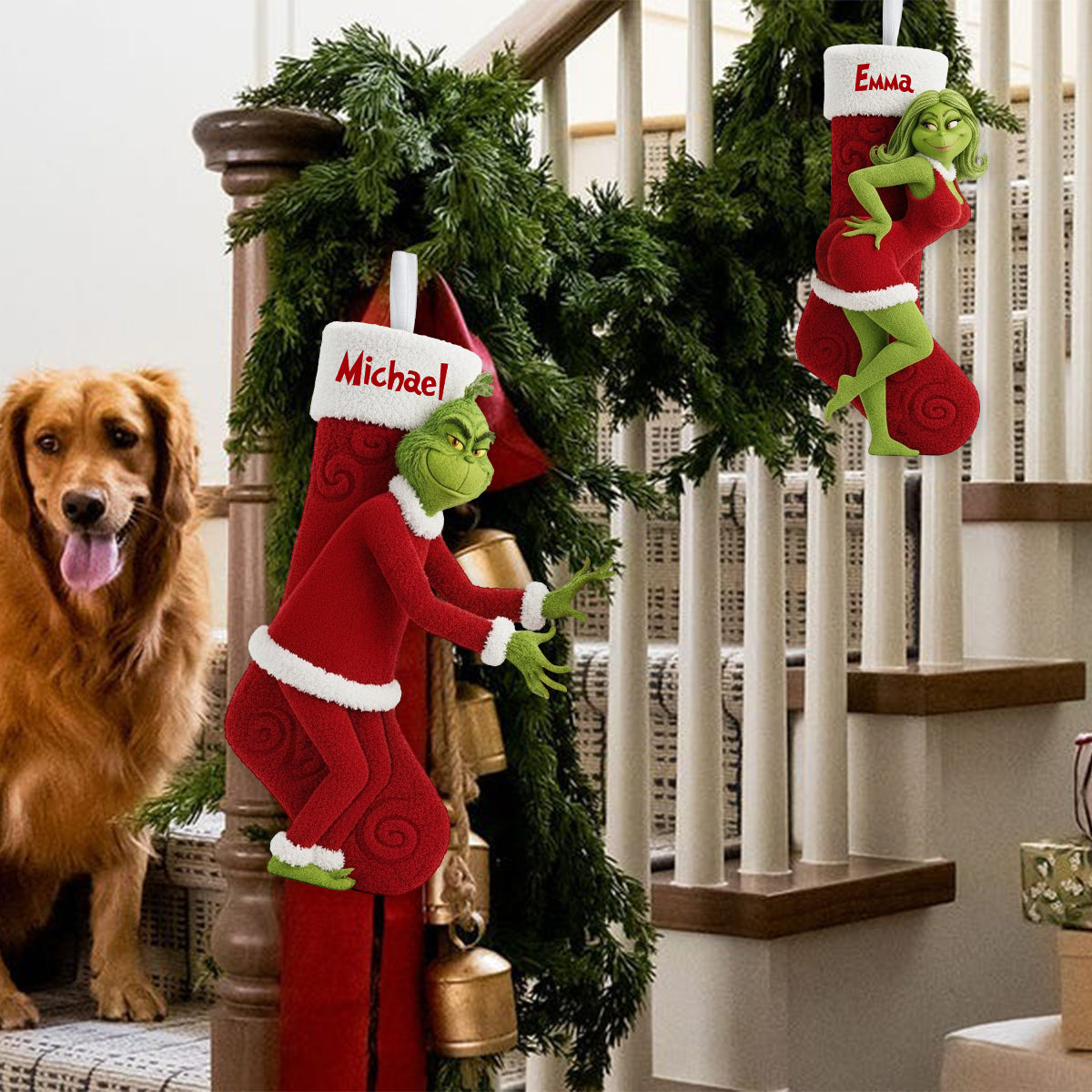 Playful Holiday - Personalized Couple Shaped Christmas Stocking