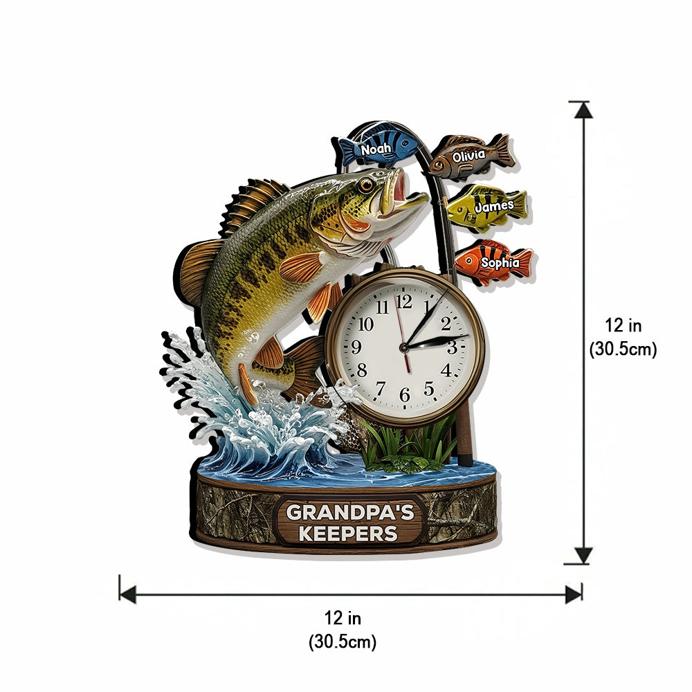 Papas bester Fang – Personalisierte LED-Wanduhr mit Angellicht