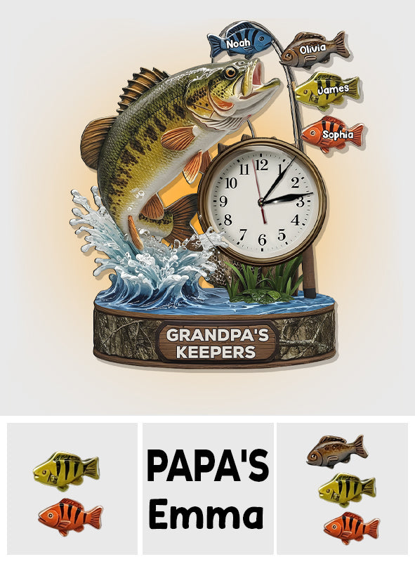 Papas bester Fang – Personalisierte LED-Wanduhr mit Angellicht