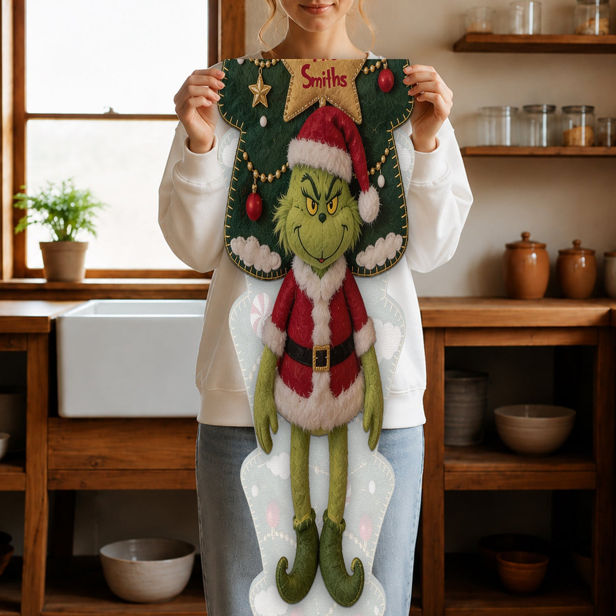 Merry Grinchmas - Personalized Stole Christmas Custom Shape Table Runner