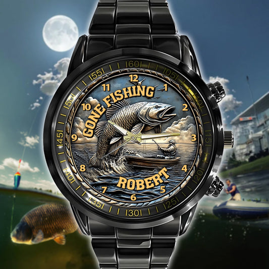 Gone Fishing - Personalisierte Angler-Handuhr