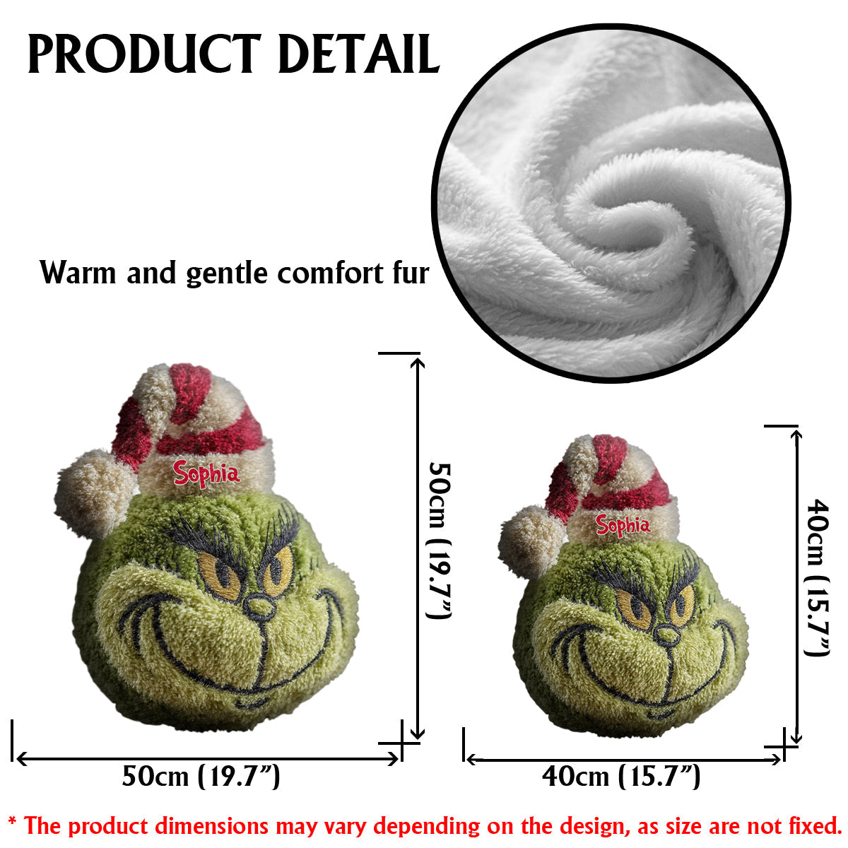 Cadeau de Noël Green Monster personnalisé avec n'importe quel nom - Coussin en forme d'étole de Noël personnalisé