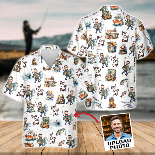 Echt cooler Papa – personalisiertes Hawaiihemd für Angler