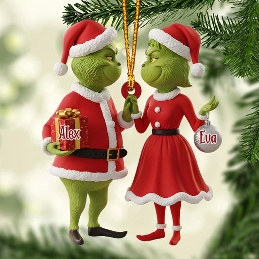 Couple Gift Merry Grinchmas - Personalized Stole Christmas Custom Shaped Ornament