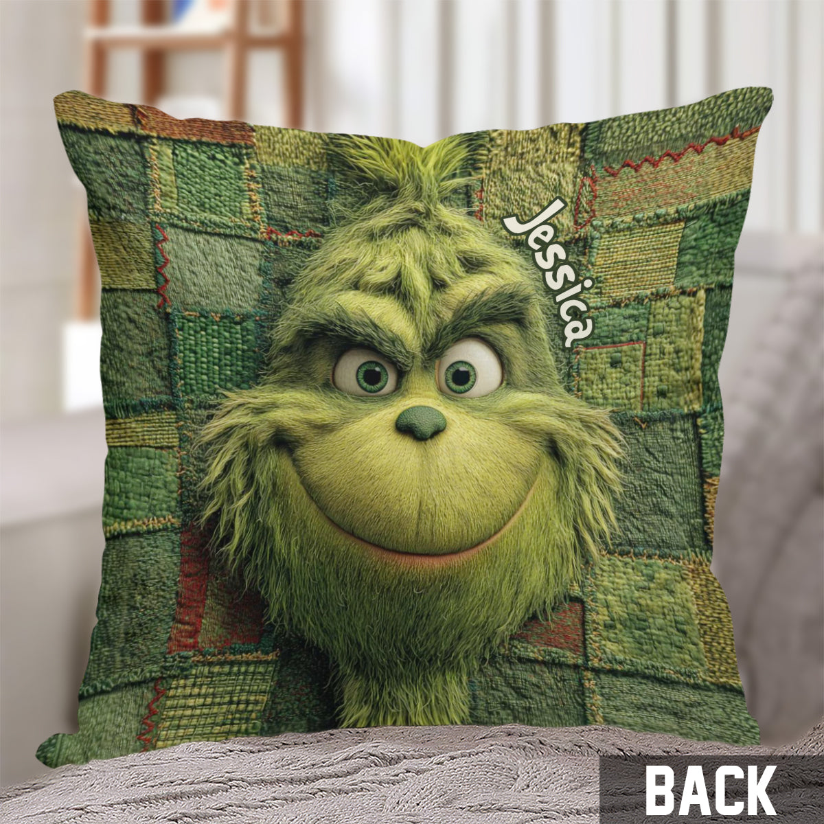 Green Christmas - Personalized Stole Christmas Throw Pillow