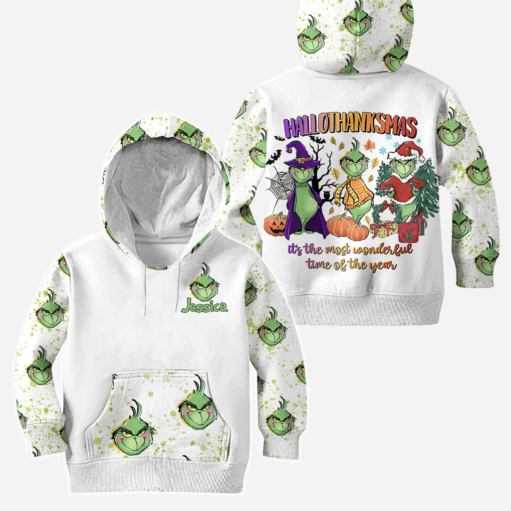 Joyeux Hallothanksmas ! - Ensemble sweat à capuche et legging de Noël personnalisés avec étole