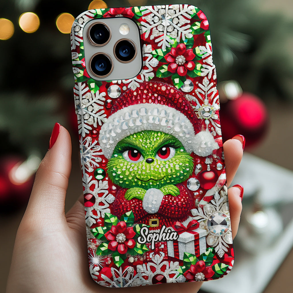 Joyeux Grinchmas - Coque de téléphone personnalisée avec imprimé intégral « Étole de Noël »