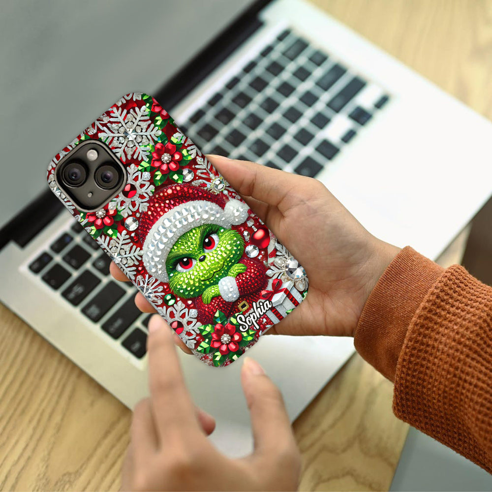 Joyeux Grinchmas - Coque de téléphone personnalisée avec imprimé intégral « Étole de Noël »