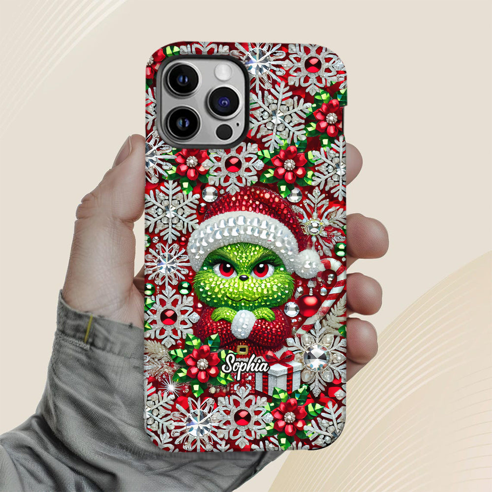 Joyeux Grinchmas - Coque de téléphone personnalisée avec imprimé intégral « Étole de Noël »