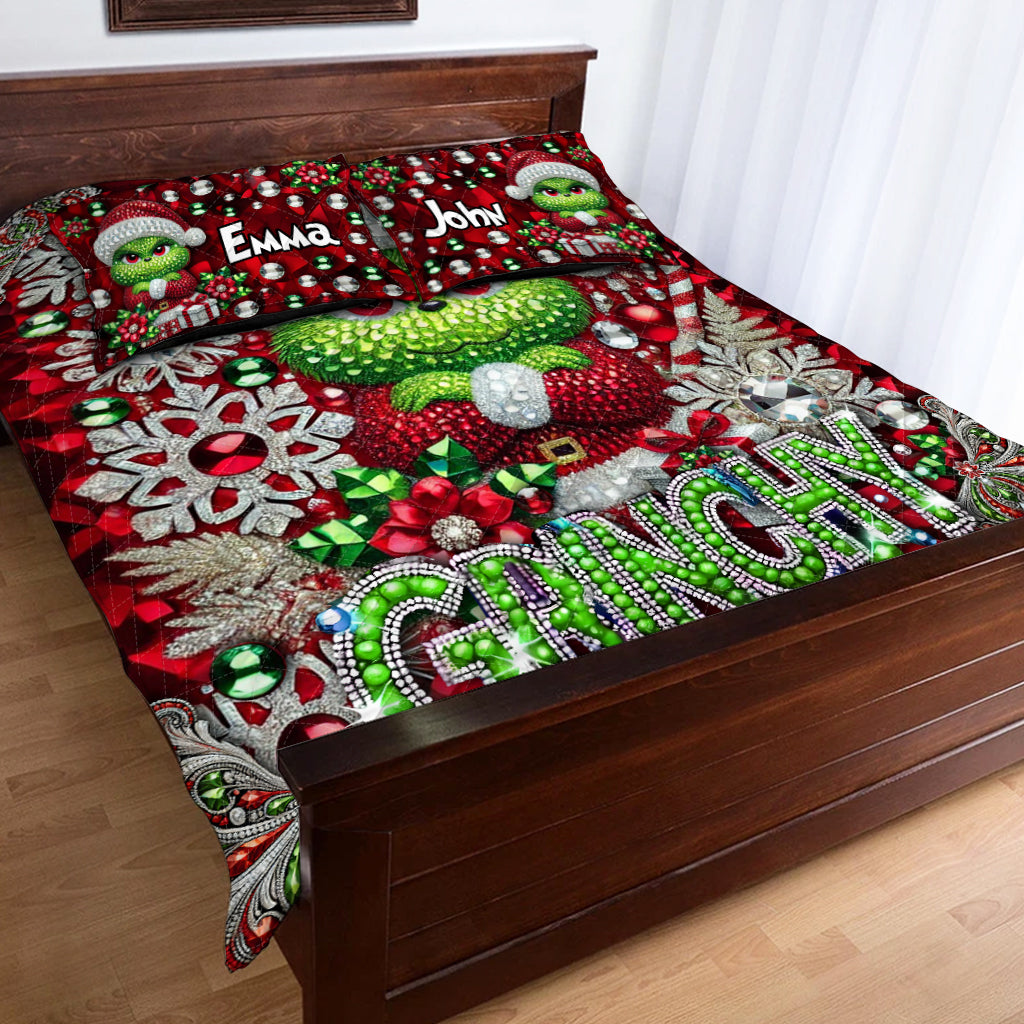 Joyeux Grinchmas - Ensemble de courtepointe de Noël avec étole personnalisée