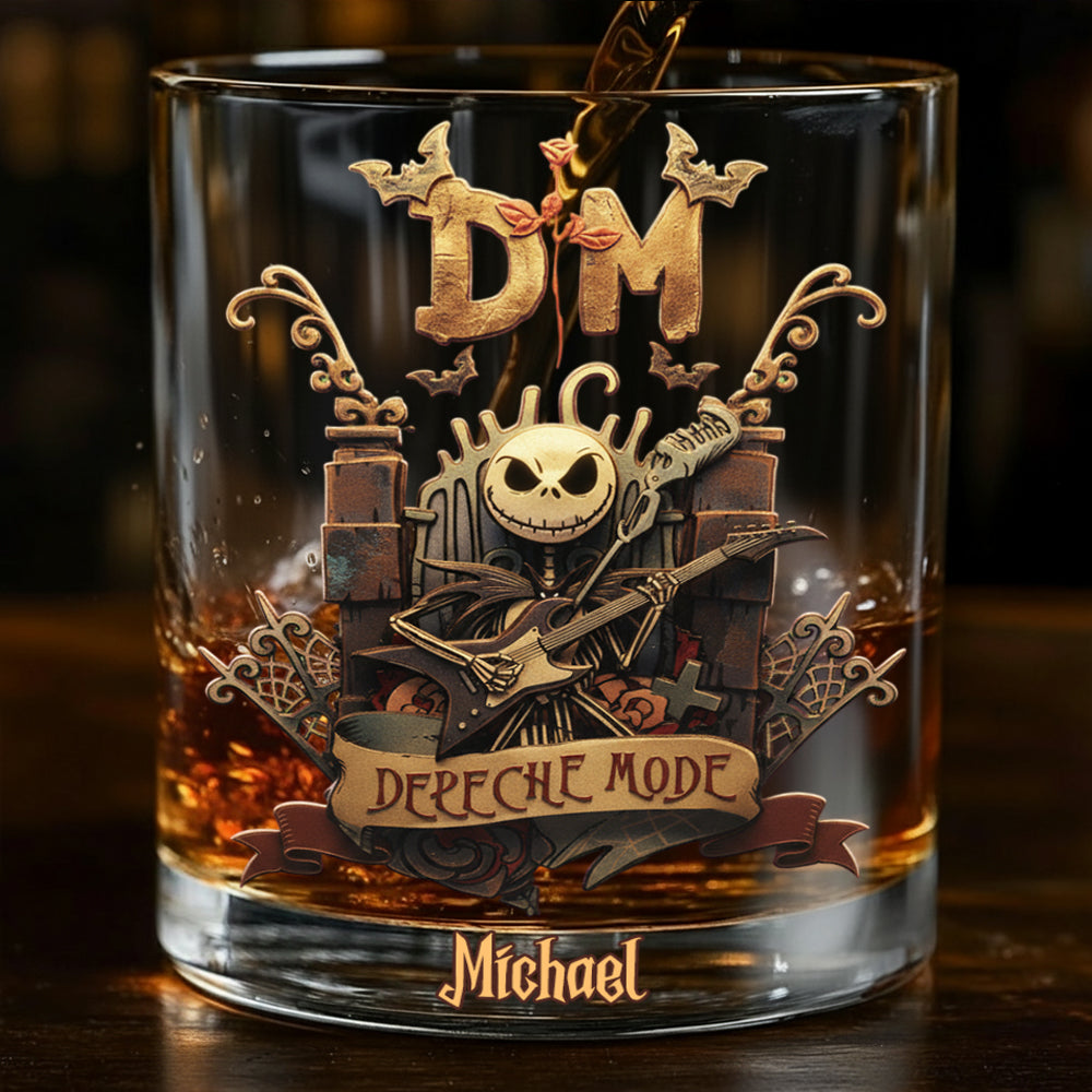 Halloween Jack Skellington Depeche Mode - Personalized King of Rock and Roll Whiskey Glass