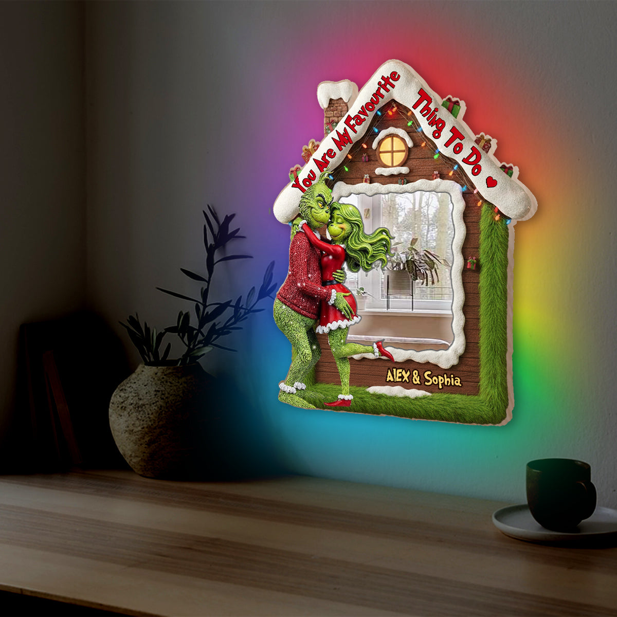 Tu as volé mon cœur - Miroir mural de Noël personnalisé avec lumière LED