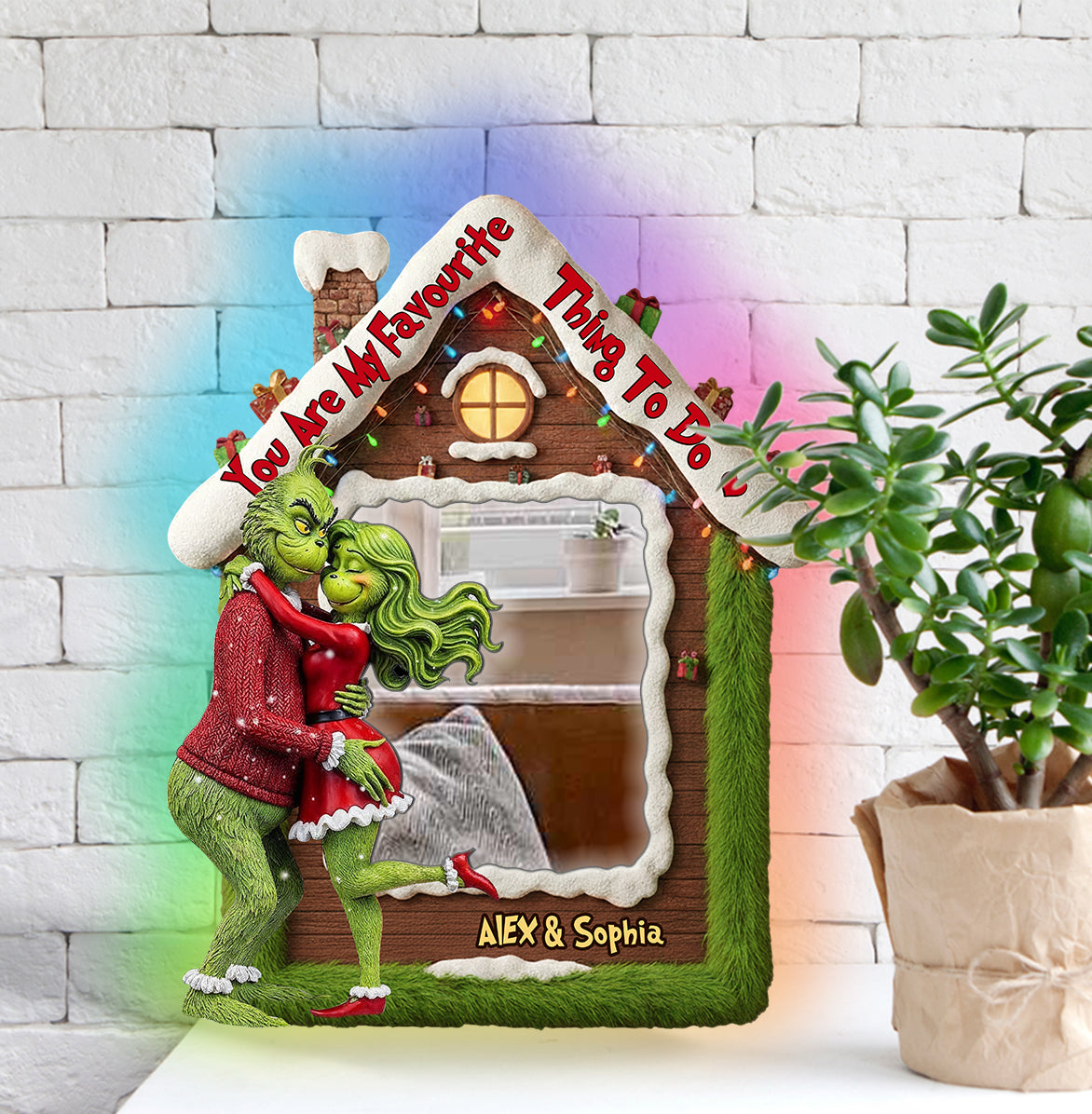 Tu as volé mon cœur - Miroir mural de Noël personnalisé avec lumière LED