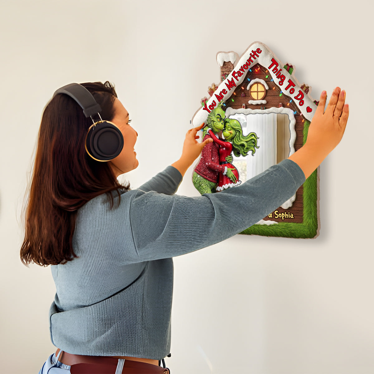Tu as volé mon cœur - Miroir mural de Noël personnalisé avec lumière LED