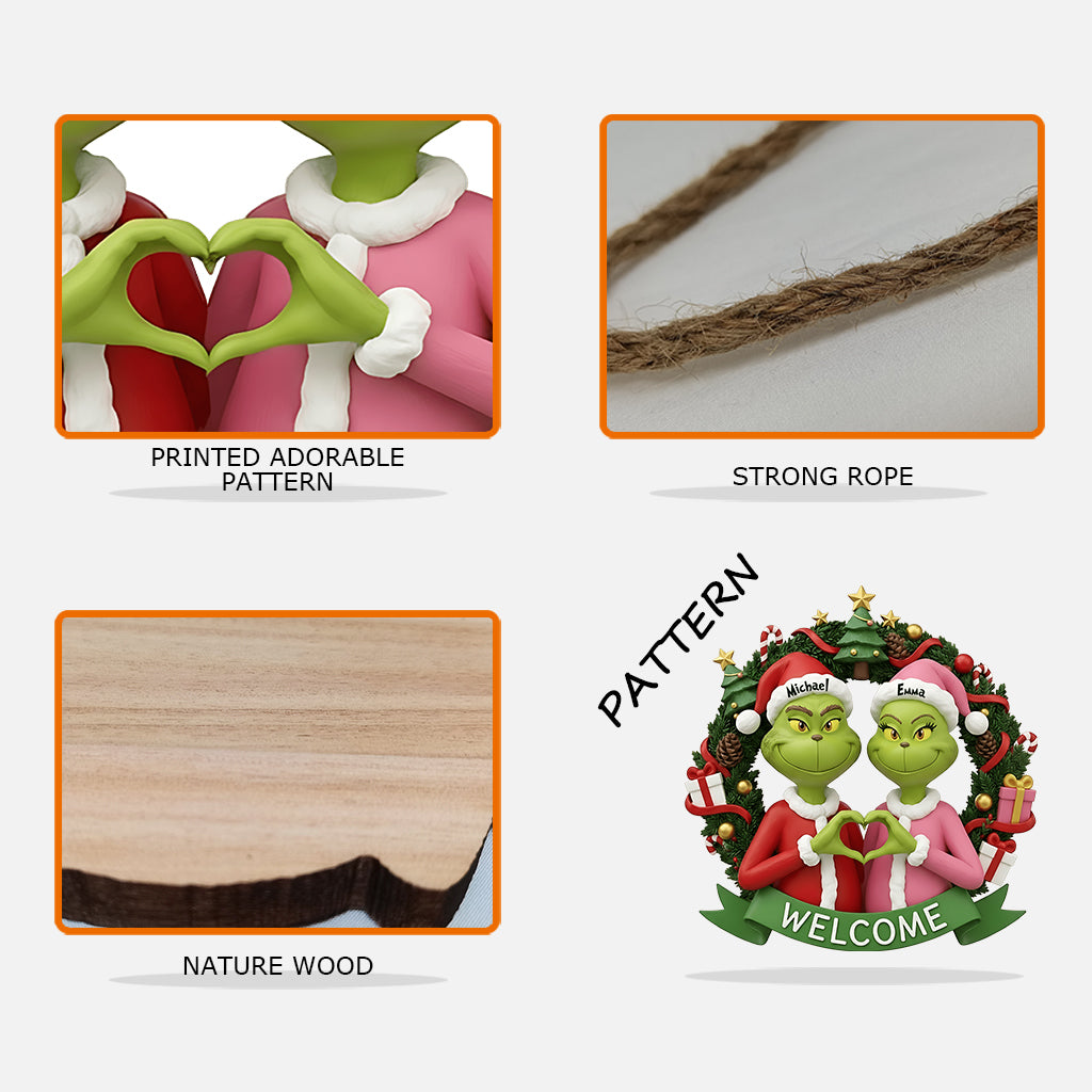 Fröhliche Grinchmas - Personalisierte Weihnachtsstola aus Holz, individuell geformtes Schild