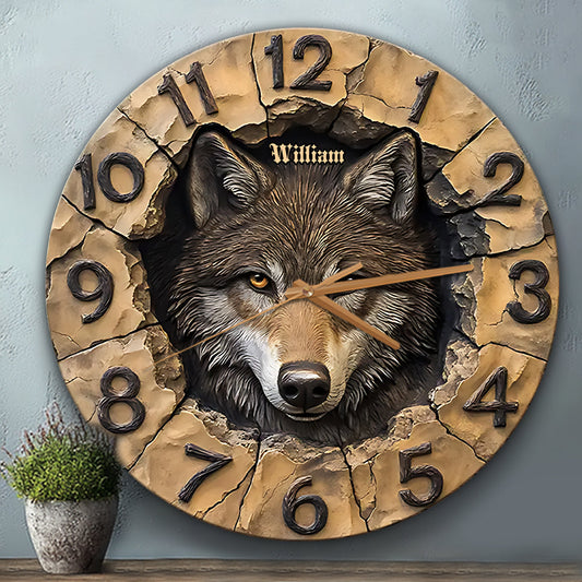 Cooler Wolf – Personalisierte Wolf-Wanduhr