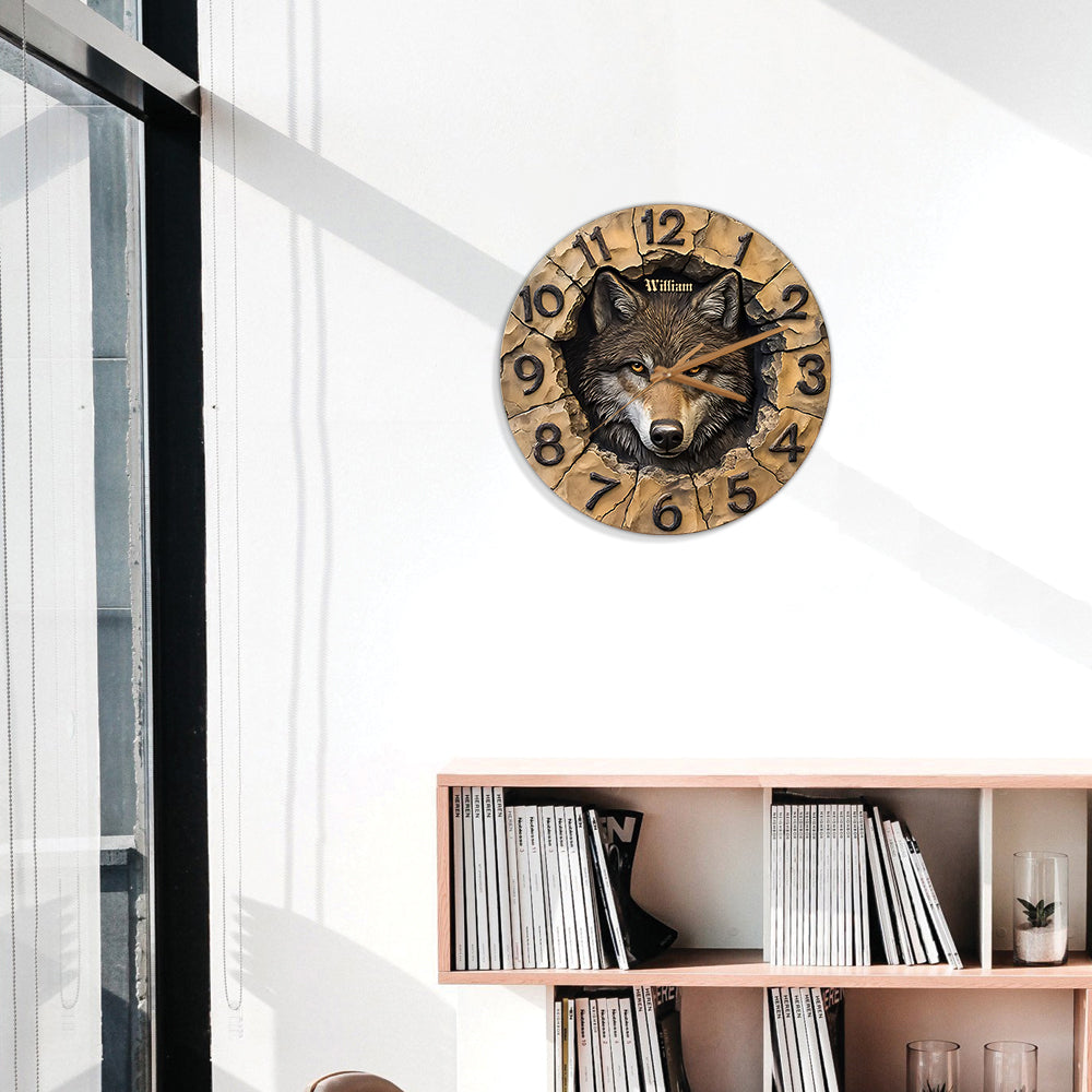 Cool Wolf - Horloge murale personnalisée Loup