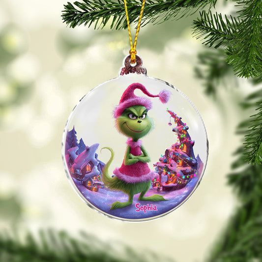 Pink Grinchmas - Personalized Stole Christmas Ornament