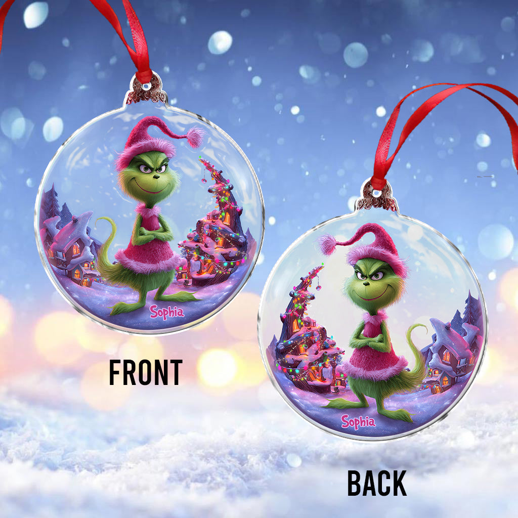 Pink Grinchmas - Personalized Stole Christmas Ornament