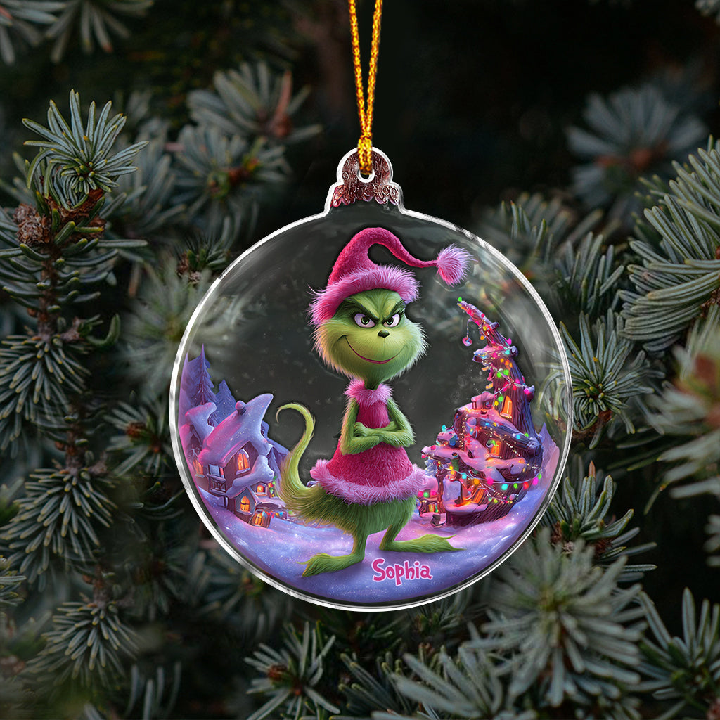Pink Grinchmas - Personalized Stole Christmas Ornament