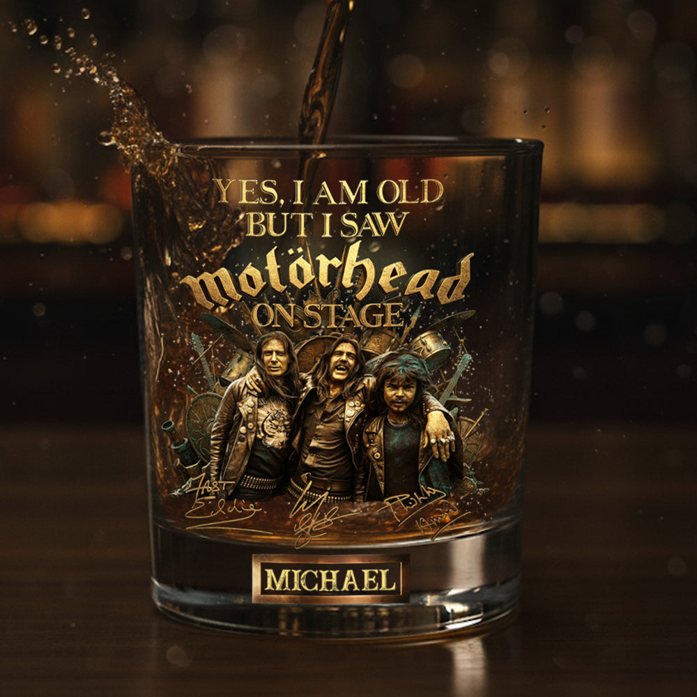 Motörhead auf der Bühne – personalisiertes Motörhead-Whiskyglas