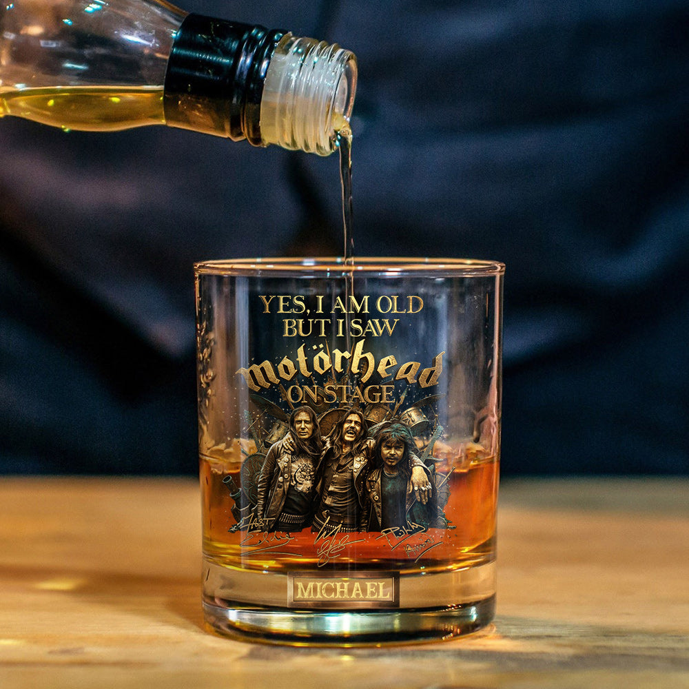 Motörhead auf der Bühne – personalisiertes Motörhead-Whiskyglas