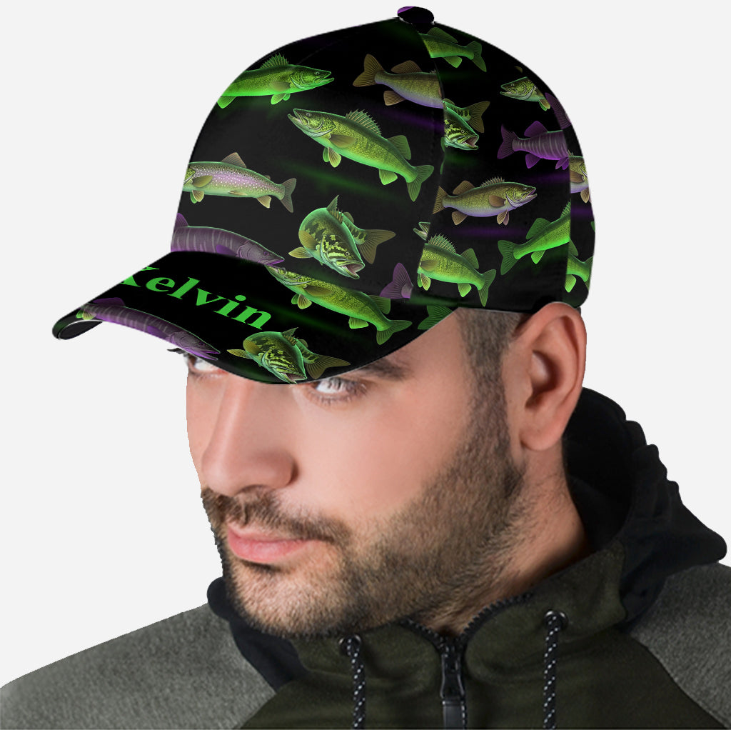 Casquette de pêche classique personnalisée à motif fluo - Motif pêche néon