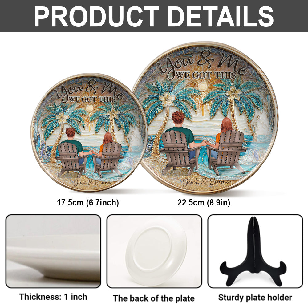 „Du und ich, wir schaffen das“ – Personalisierter runder Keramikteller für Paare