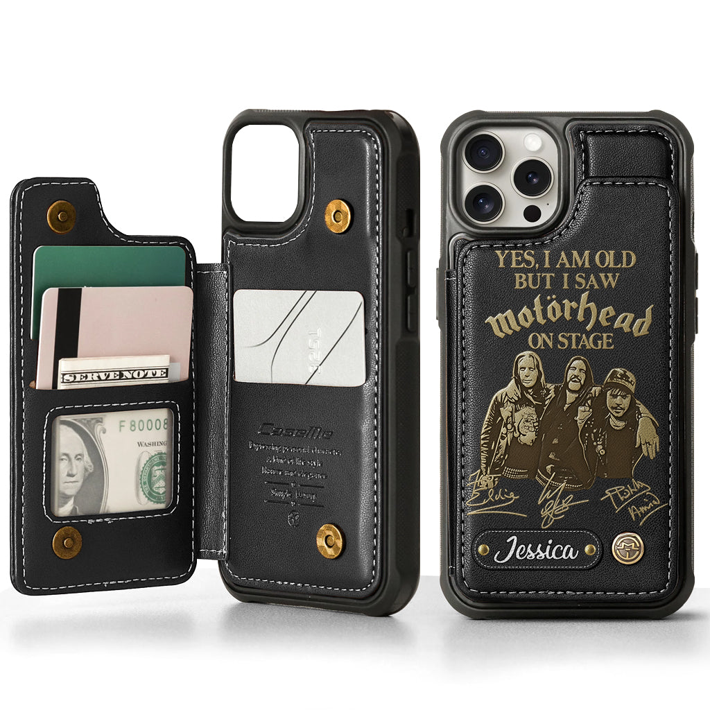 Motörhead auf der Bühne – Personalisierte Handyhülle mit Brieftaschenfunktion