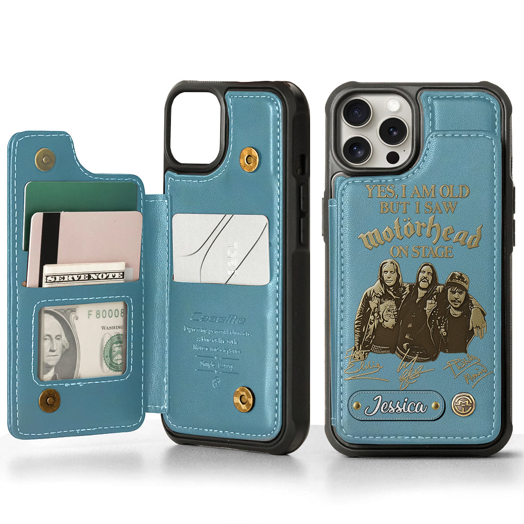 Motörhead auf der Bühne – Personalisierte Handyhülle mit Brieftaschenfunktion