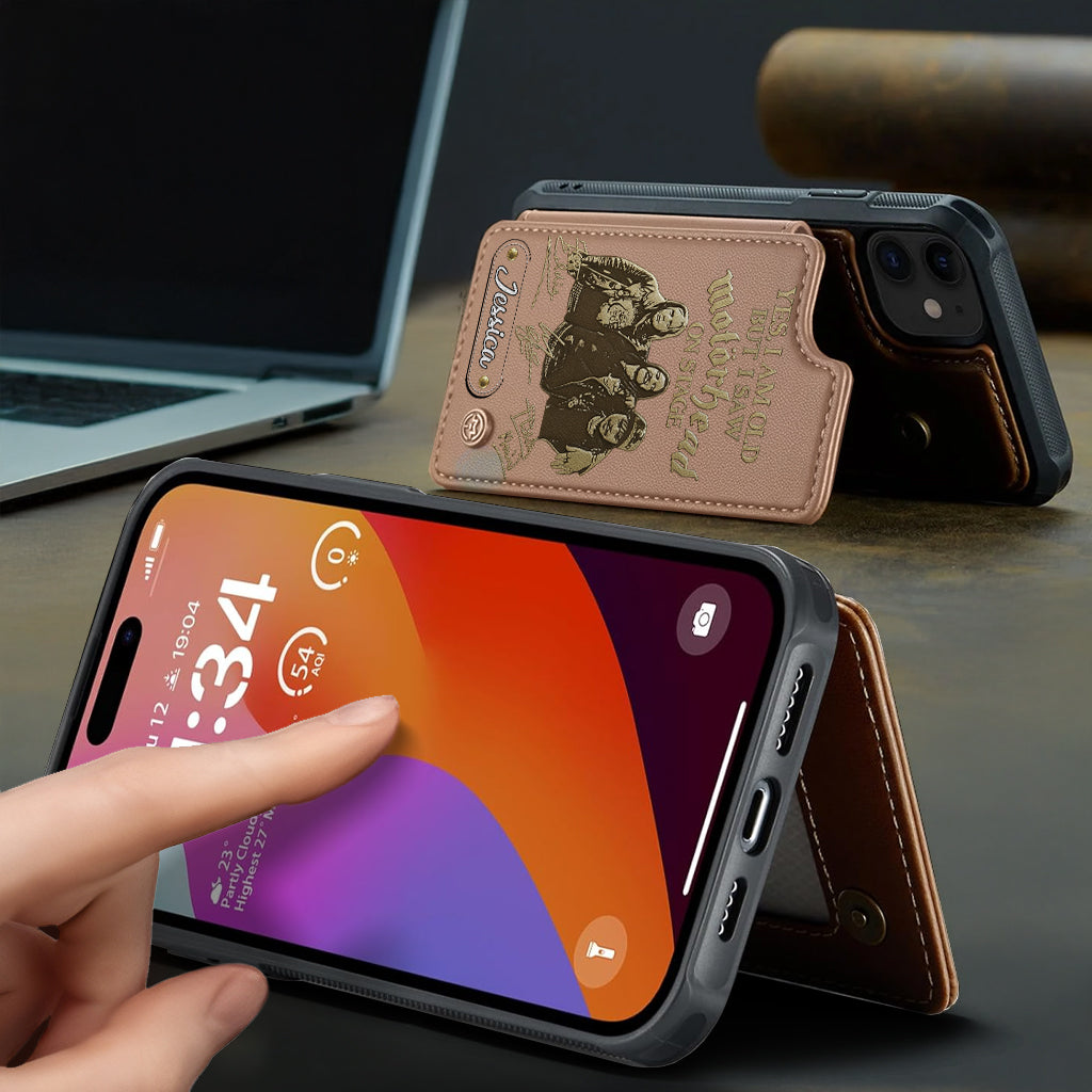 Motörhead auf der Bühne – Personalisierte Handyhülle mit Brieftaschenfunktion