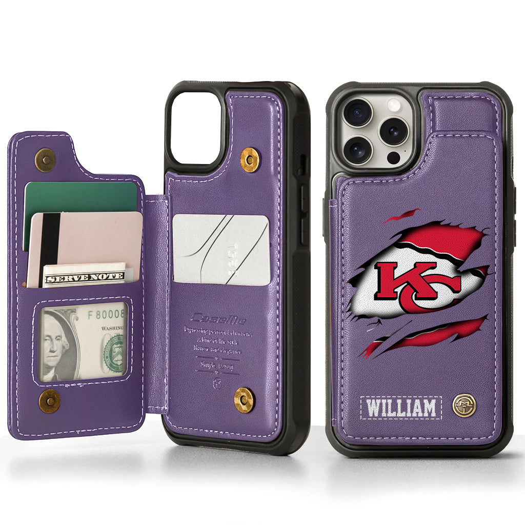 Passionné de football ? Étui portefeuille personnalisé pour téléphone, style football américain.