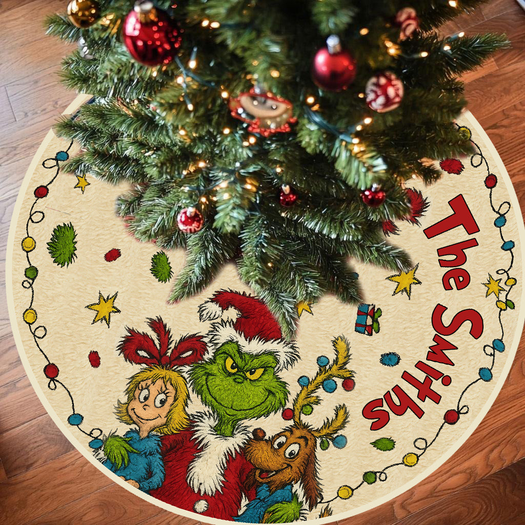 Fröhliche Grinchmas - Personalisierte Stola-Weihnachtsbaumdecke