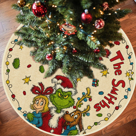 Fröhliche Grinchmas - Personalisierte Stola-Weihnachtsbaumdecke