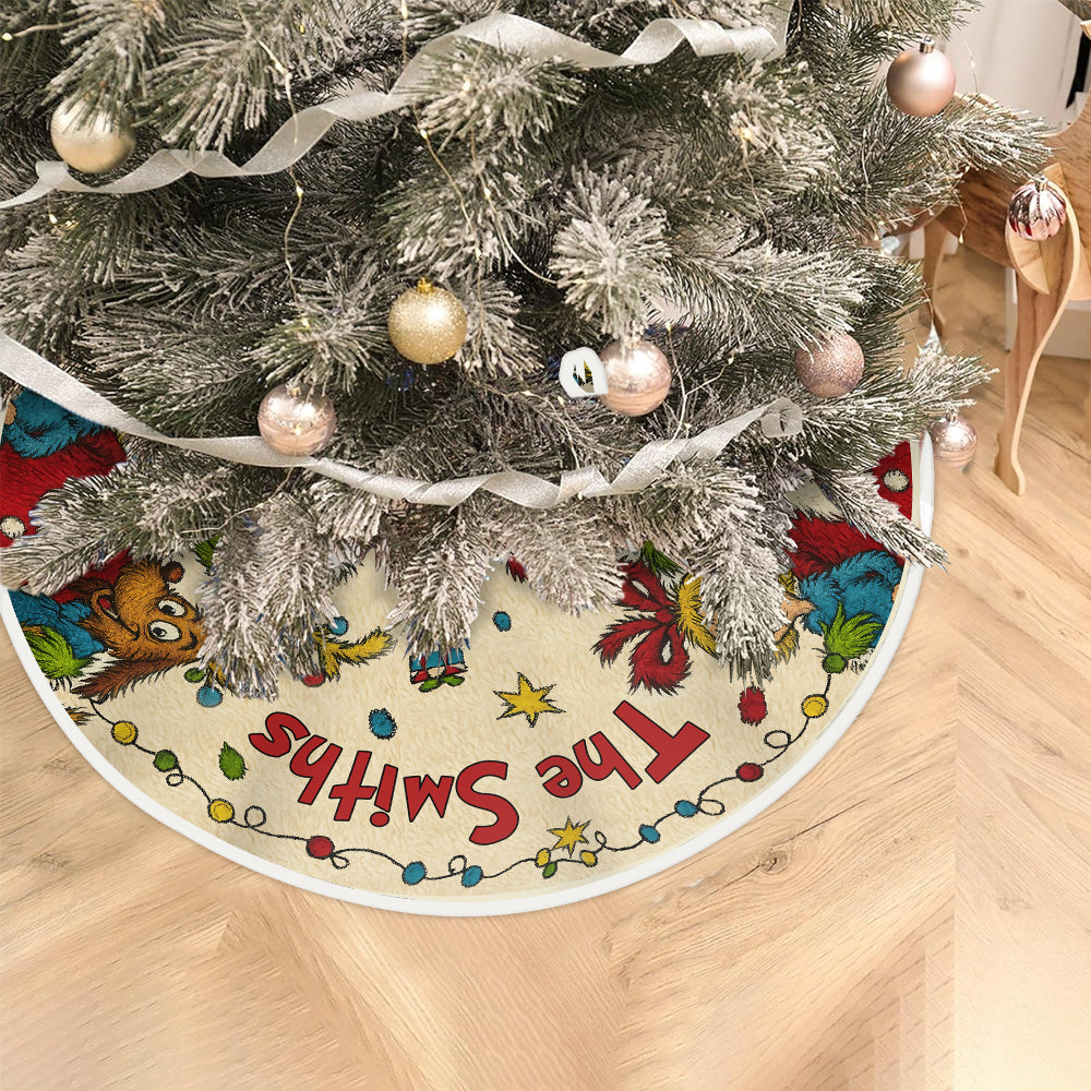 Fröhliche Grinchmas - Personalisierte Stola-Weihnachtsbaumdecke