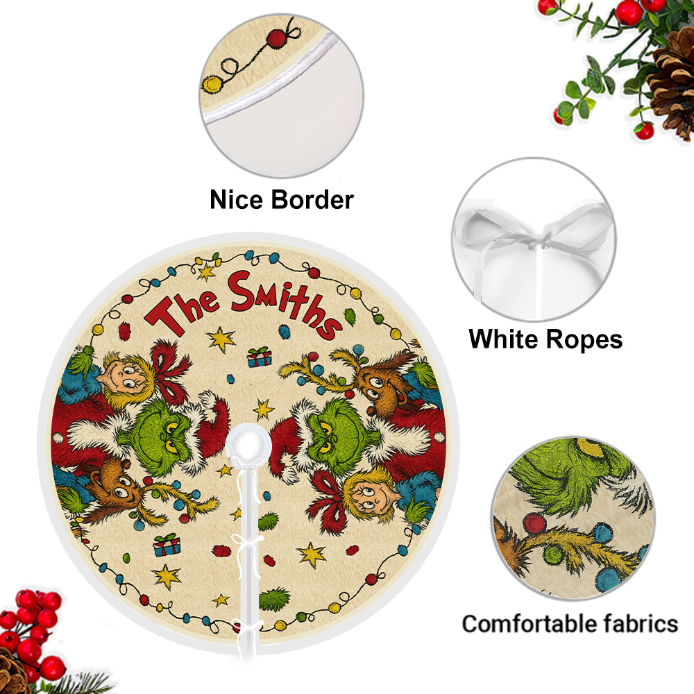 Fröhliche Grinchmas - Personalisierte Stola-Weihnachtsbaumdecke