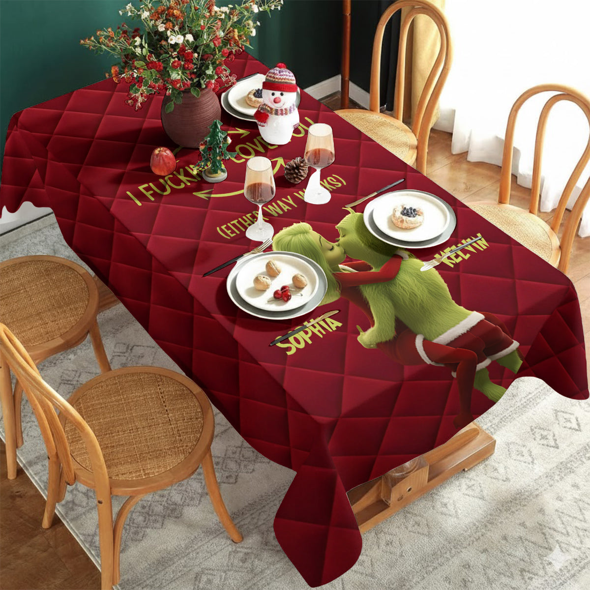 Ich liebe dich – Personalisierte Stola-Tischdecke für Weihnachten