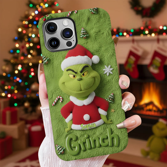 Joyeux Grinchmas - Coque de téléphone personnalisée avec imprimé intégral « Étole de Noël »