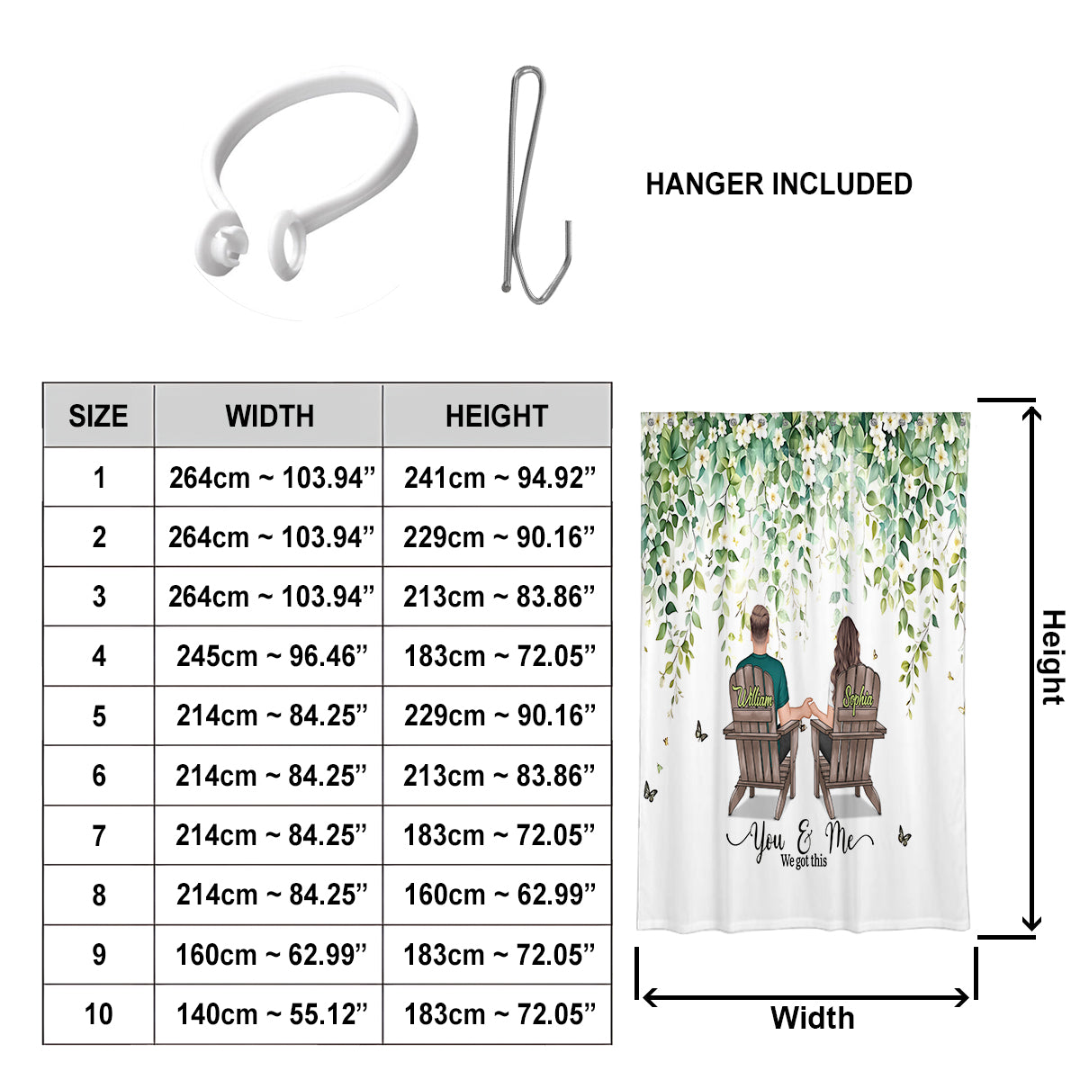 „Du und ich, wir schaffen das“ – Personalisiertes Verdunkelungsvorhang-Set für Paare