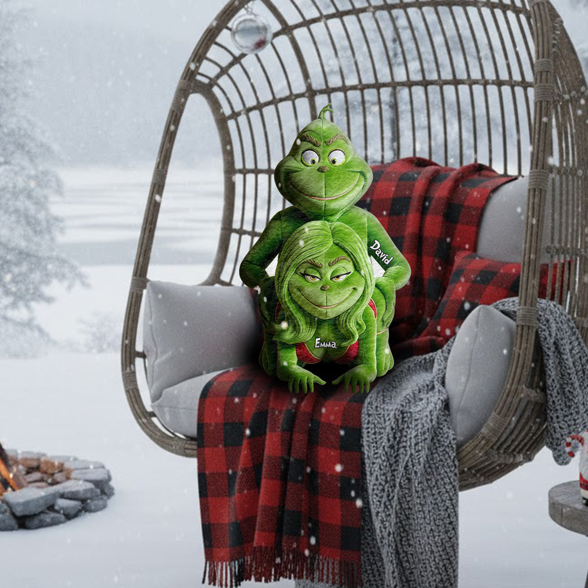 Witziges Geschenk für Paare – Personalisiertes Kissen in Form einer Weihnachtsstola aus Kunstfell