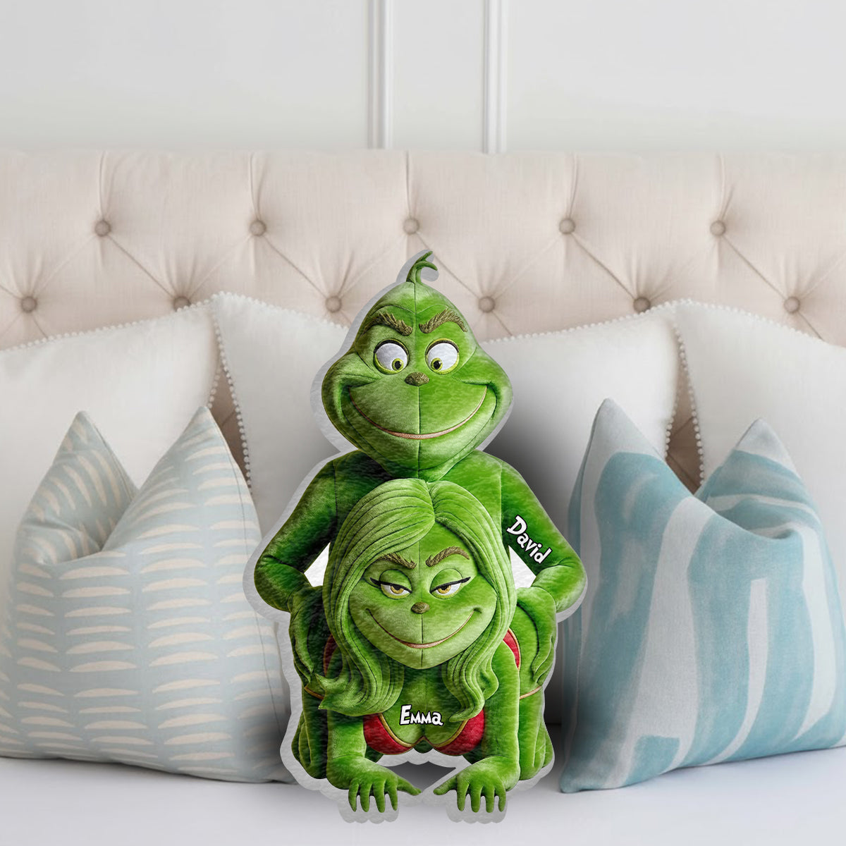 Witziges Geschenk für Paare – Personalisiertes Kissen in Form einer Weihnachtsstola aus Kunstfell