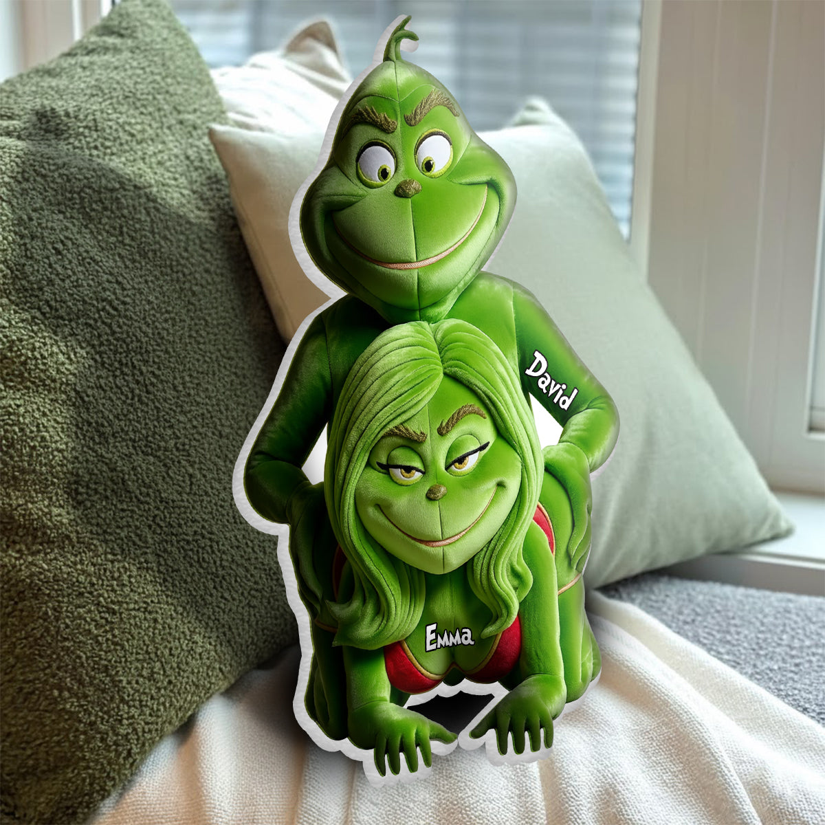 Witziges Geschenk für Paare – Personalisiertes Kissen in Form einer Weihnachtsstola aus Kunstfell