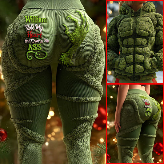 Joyeux Grinchmas ! - Sweat à capuche et legging personnalisés avec étole de Noël