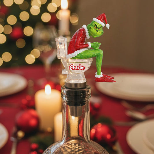 Grinchmas Pooping - Bouchon de bouteille personnalisé en forme d'étole de Noël