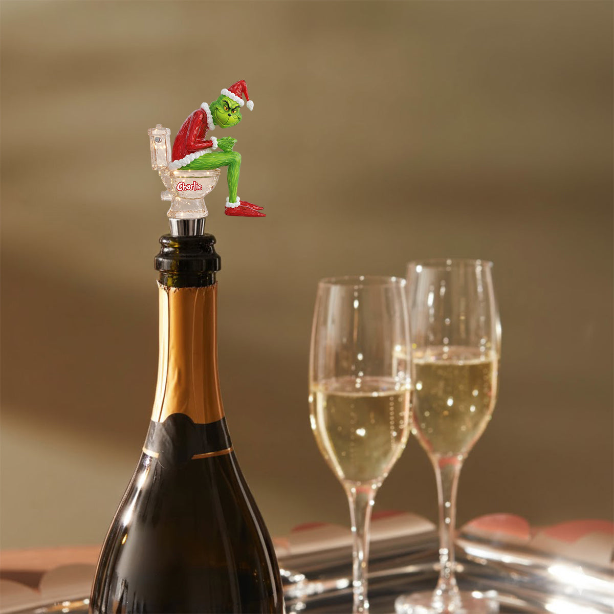 Grinchmas Pooping - Personalized Stole Christmas Bottle Stopper