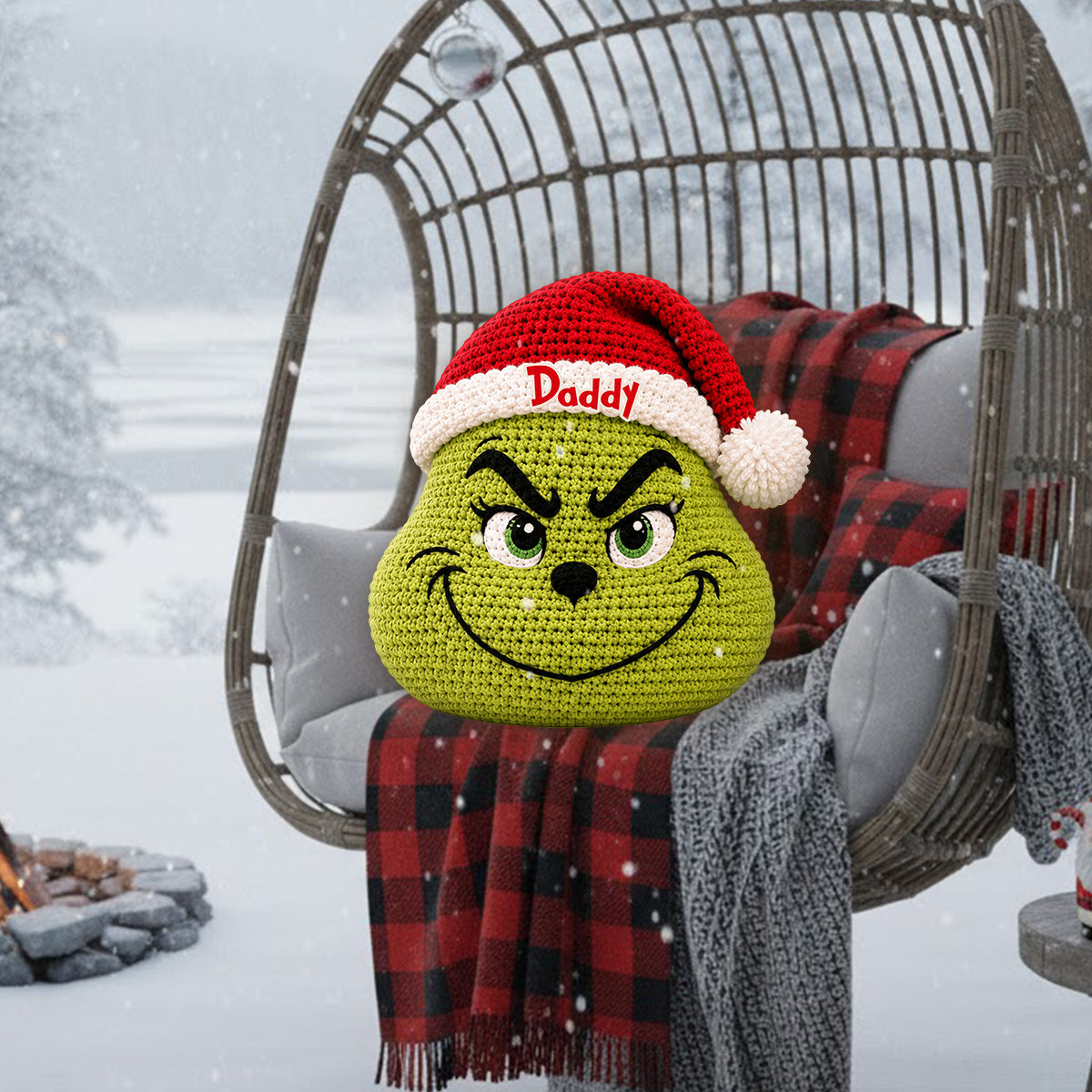 Merry Grinchmas - Personalized Stole Christmas Premium Faux Fur Pillow